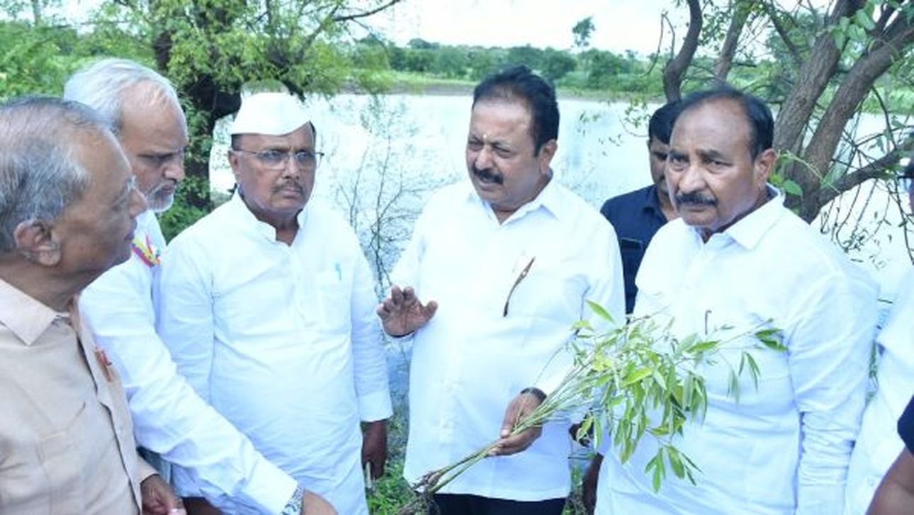 कलबुर्गी में कृषि मंत्री ने किया फसल नुकसान का निरीक्षण