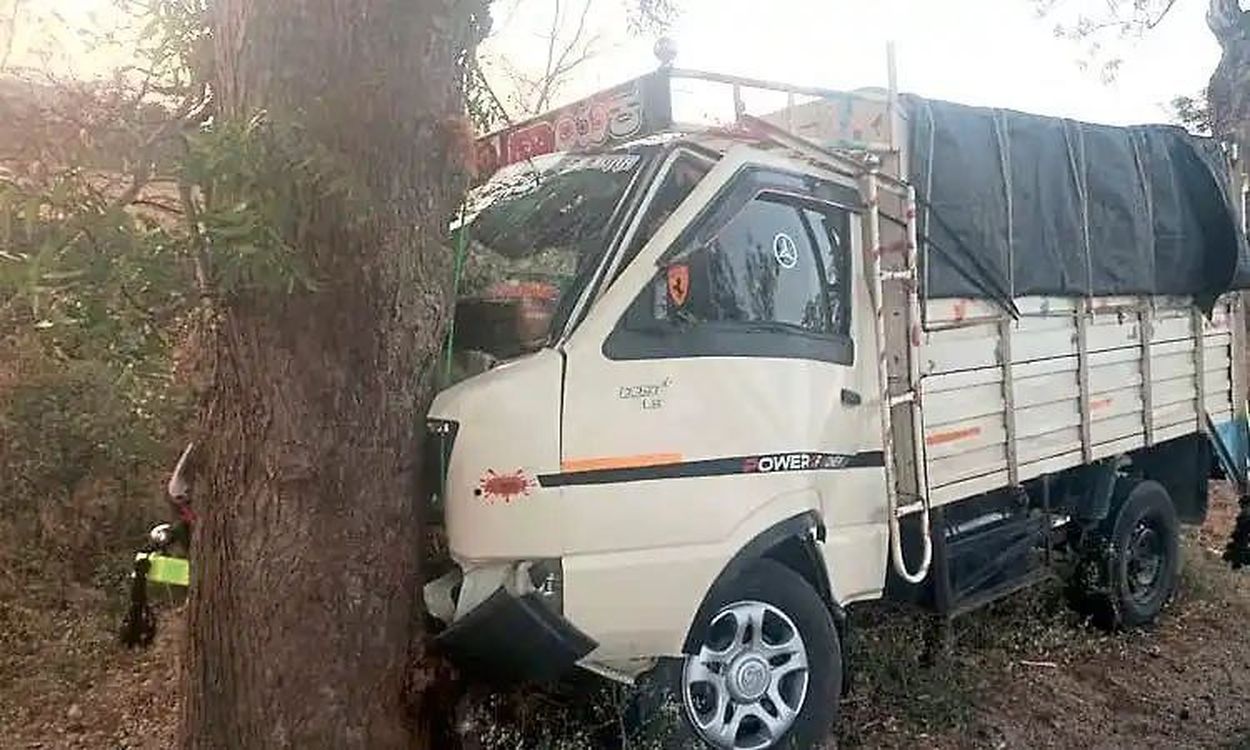 मालवाहक वाहन पेड़ से टकराया, दो की मौत
