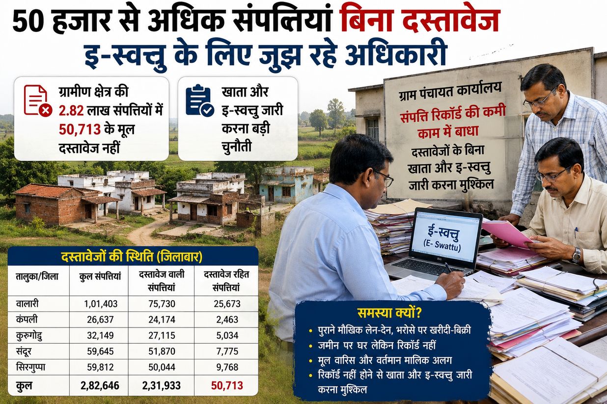 50 हजार से अधिक संपत्तियां बिना दस्तावेज