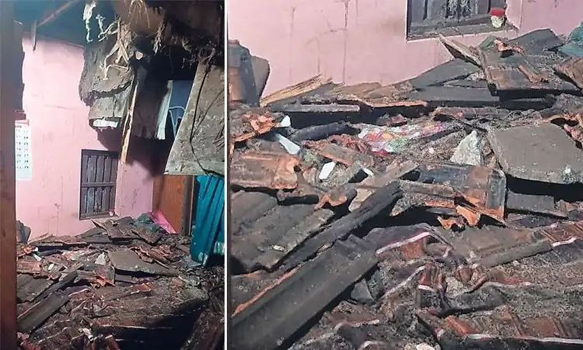 छत ढहने से लाखों का नुकसान, महिला बाल-बाल बची