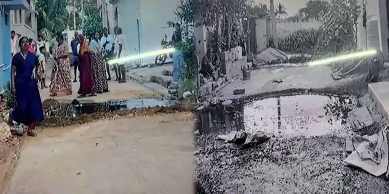 सड़क पर बह रहा नाले का पानी, कीचड़ में चलने को मजबूर ग्रामीण