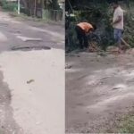 सरकार से उम्मीद टूटी, ग्रामीणों ने खुद भरे सड़क के गड्ढे
