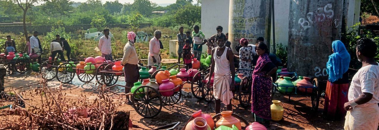 एक किलोमीटर दूर से पानी ढो रहे 2,000 ग्रामीण, जल योजना अधूरी